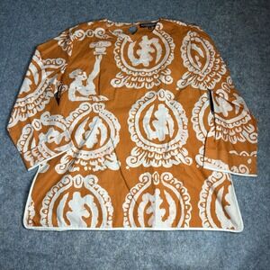 The Peterman Company Tunic Top Womens 2XL Epiphany Tunic Orange Printed Cotton